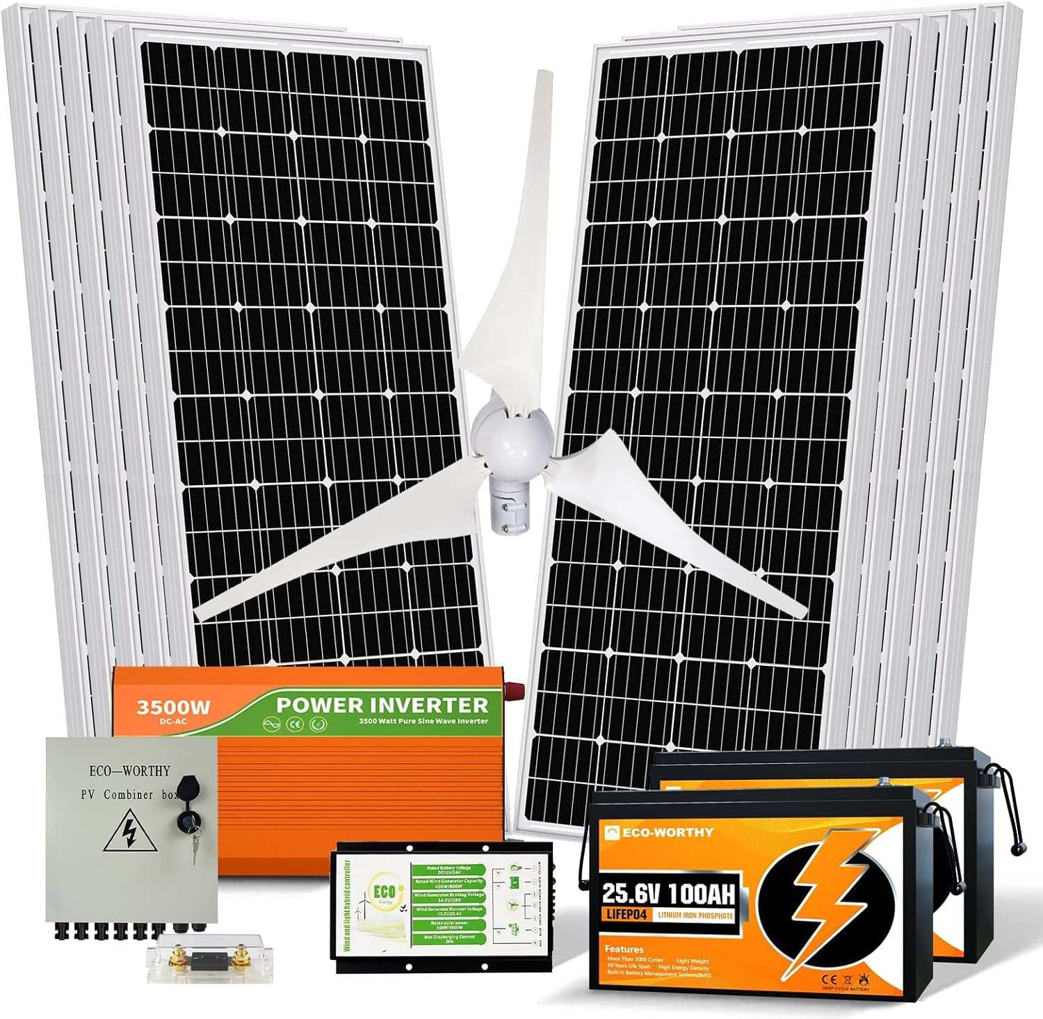 [Daily Output]: The ideal daily power output of 600W Solar Wind complete system is up to 2.4KWH. The combination of solar and wind energy makes it a good choice for 