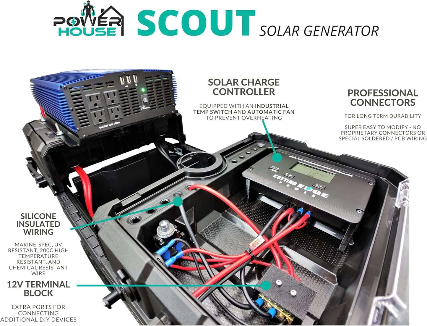 Powerful Portable Solar Generator CEP Scout Complete 3000W with mod sine inverter and wheels.