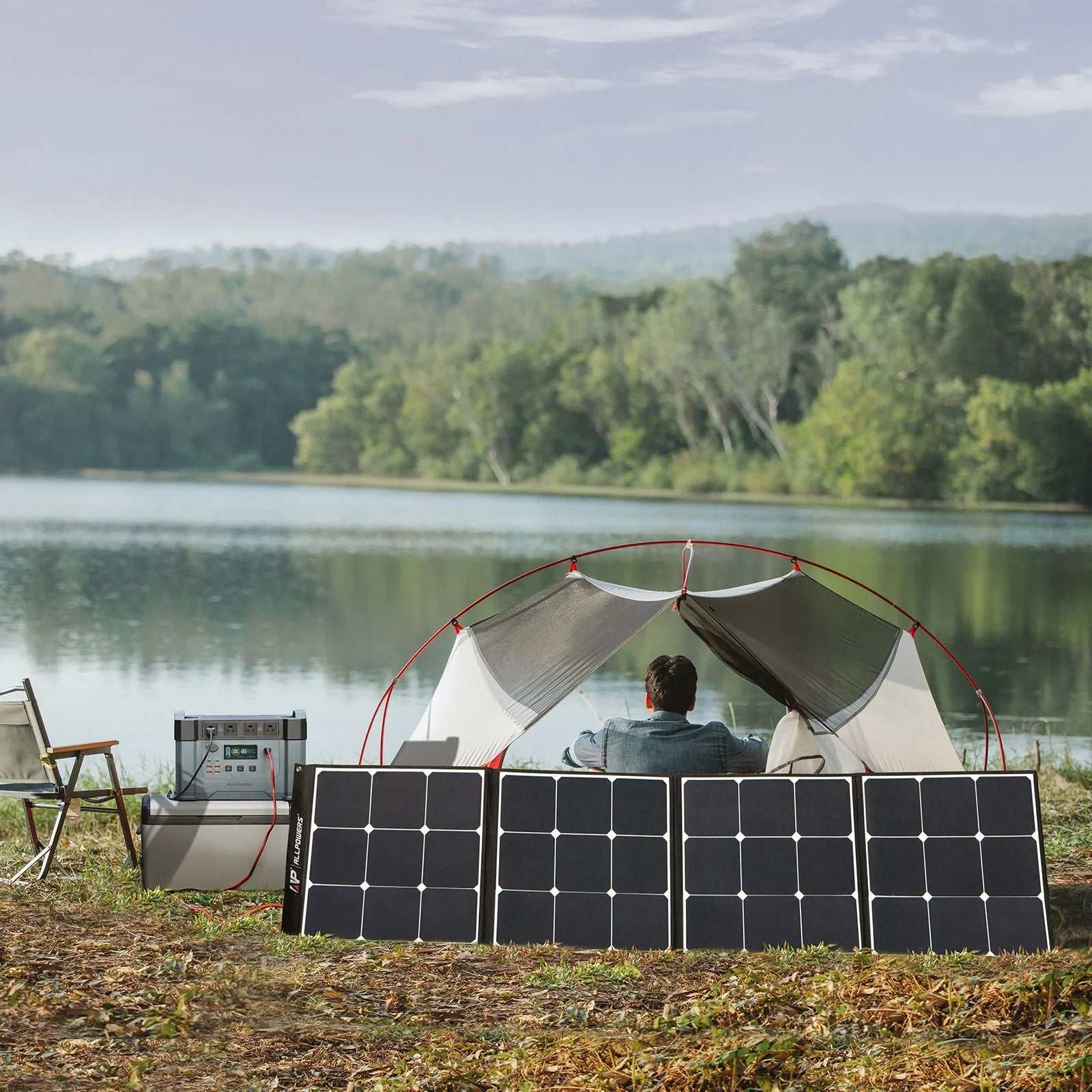 200W solar panel by ALLPOWERS, ultimate outdoor power solution for camping and RVs, high-efficiency and waterproof.