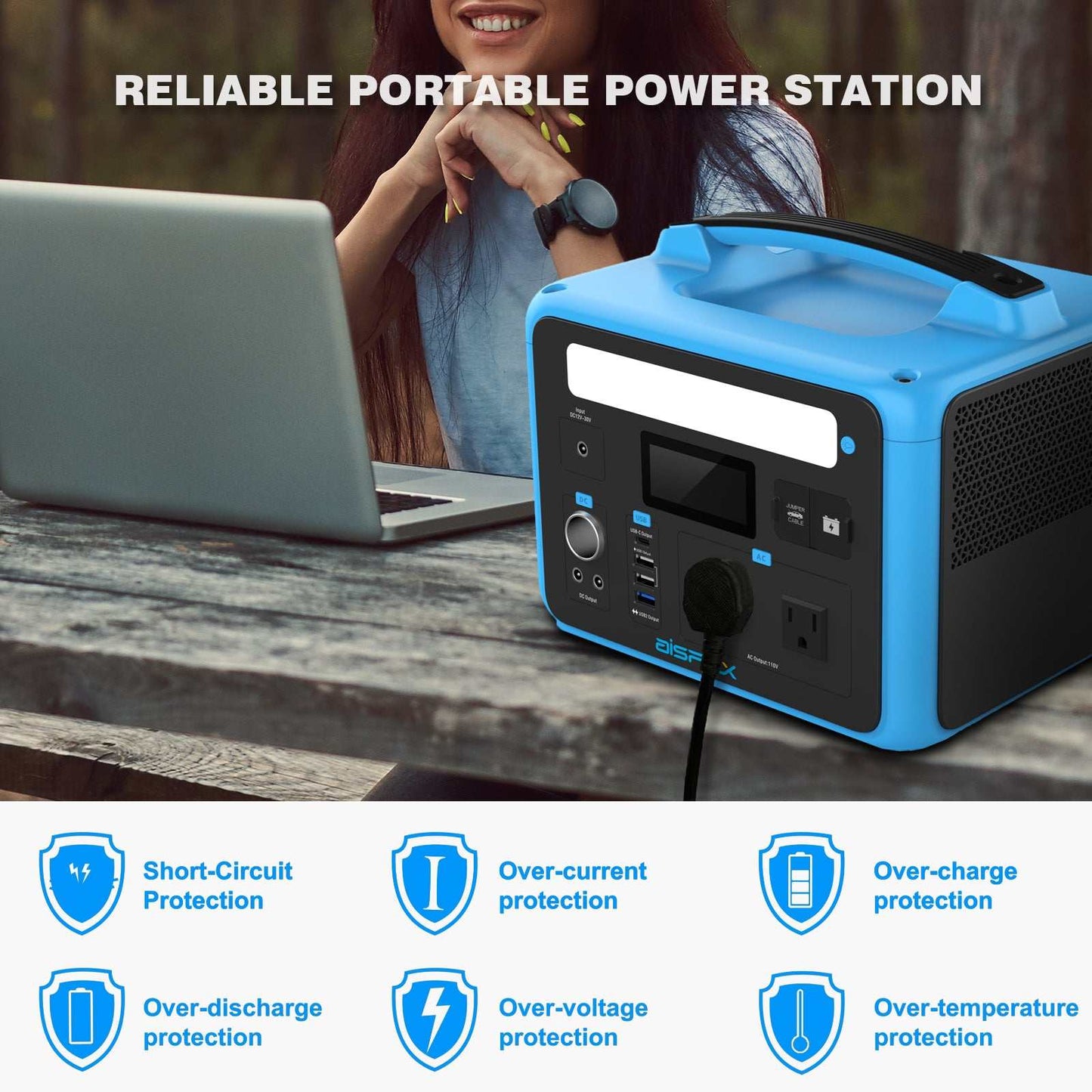 Introducing the Aispex Portable Power Station 600W, the ultimate solution for those who crave reliable energy on the go. This super-sized battery buddy boasts an imp