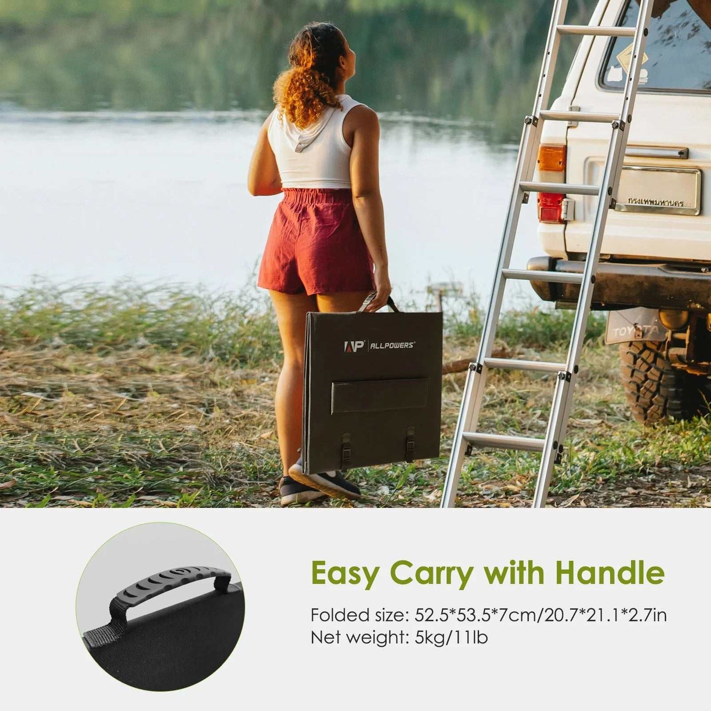 Portable 200W solar panel for outdoor power, camping, RV, and emergencies.