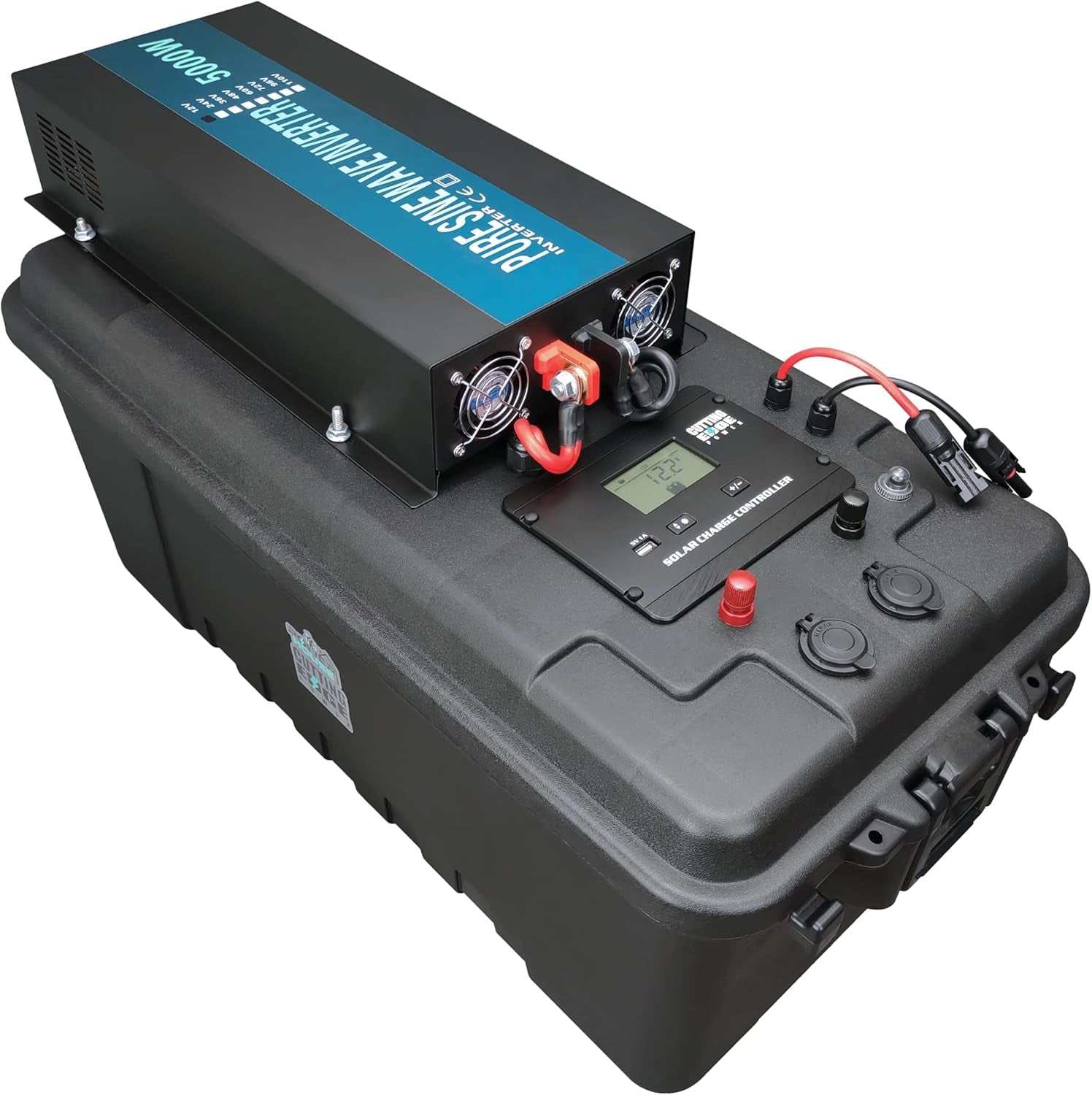 Powerful portable solar generator with inverter and USB outlets, 3000W to 5000W capacity.