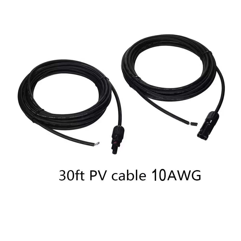 30ft 10AWG PV cable for solar panel system installation.