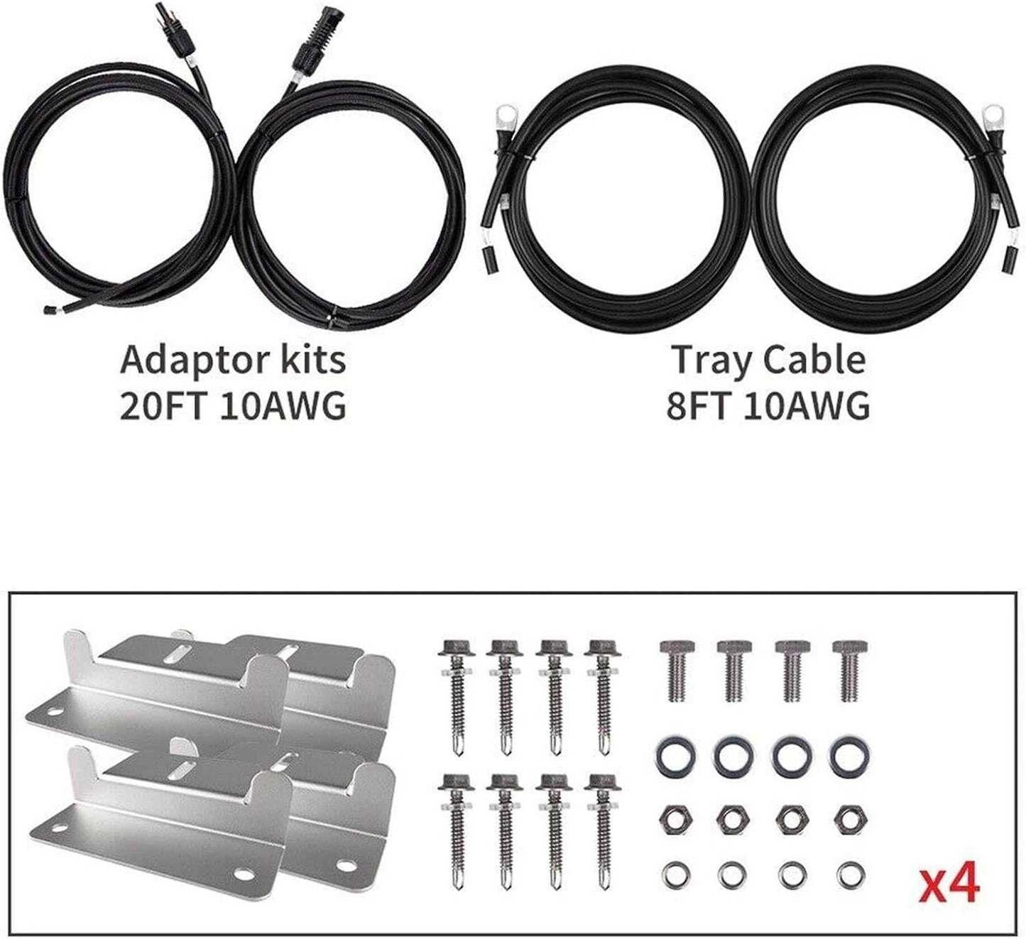 400W solar panel kit cables and mounting brackets for easy installation