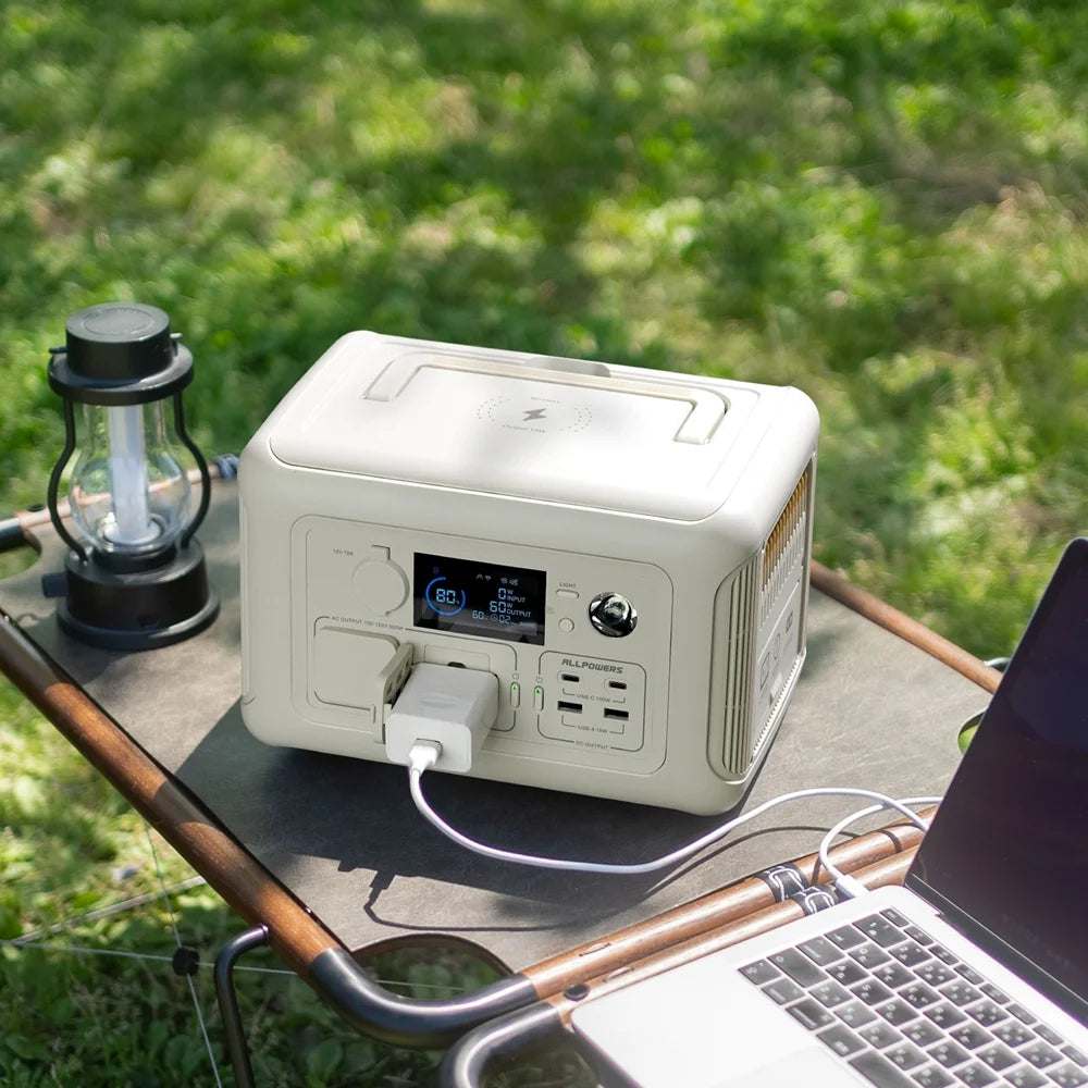 Introducing the Sunny Side Up: The Beige 600W Squishy Power Egg, your ultimate portable solar generator kit designed to keep your devices powered up when traditional