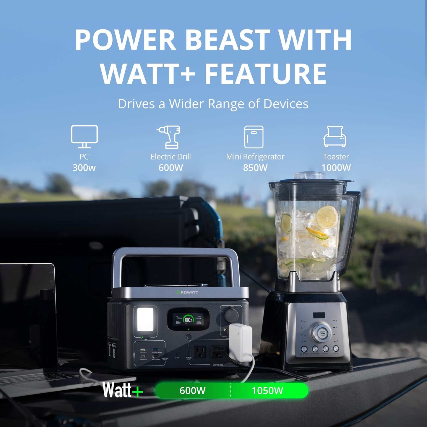 VITA 550 portable power station uses a LiFePO4 Battery, which is durable for over 3000 cycles of charges and discharges. With a 538Wh capacity battery and 11 Outlets