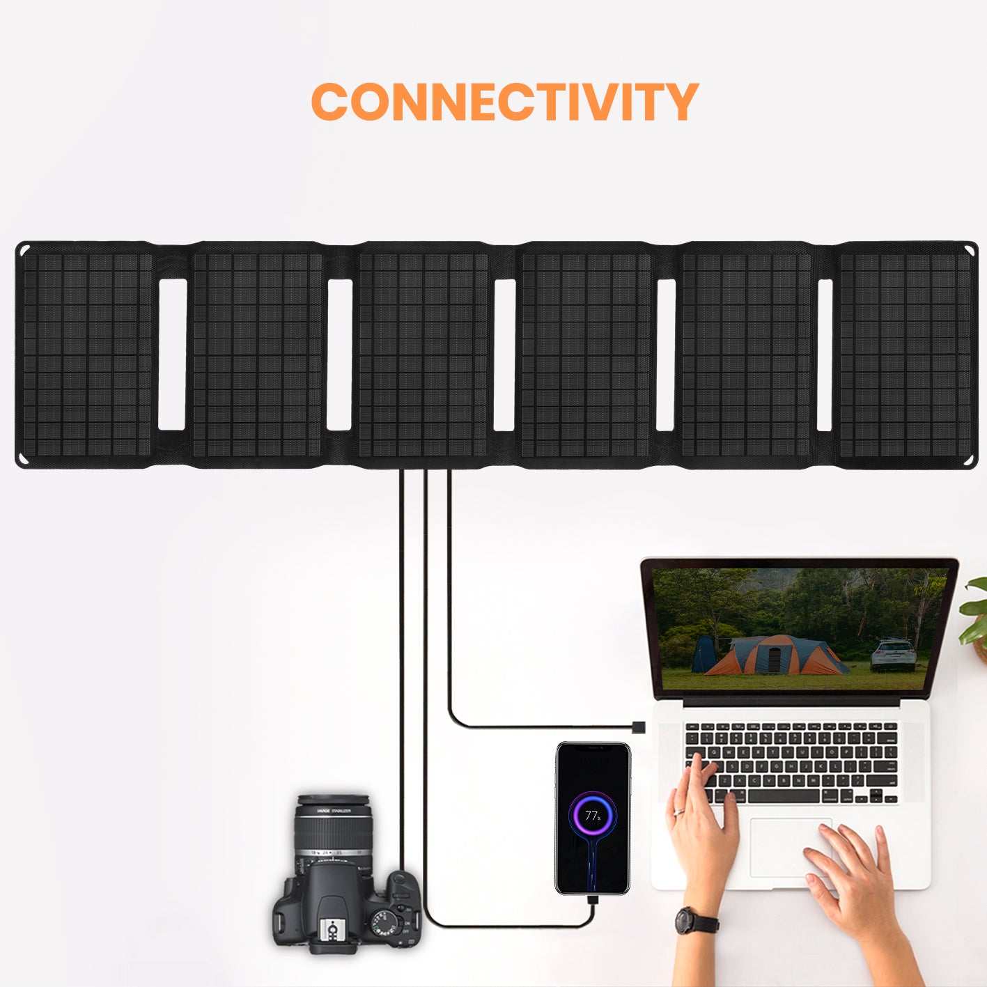 30W Solar Snack Pack: Charge Up Your Devices on the Go! Introducing the 30W Flexible Solar Charger, your ultimate companion for staying connected during outdoor adve