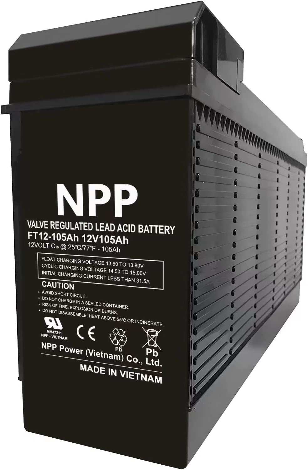 Product Description NPP POWER FT12-105Ah 12V 105Ah Front Access Battery The FT12-105Ah is a high-performance 12V 105Ah Front Access AGM Deep Cycle SLA Rechargeable B