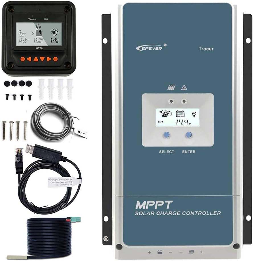 Solar Superhero 60A MPPT charge controller kit with accessories for versatile solar power systems.