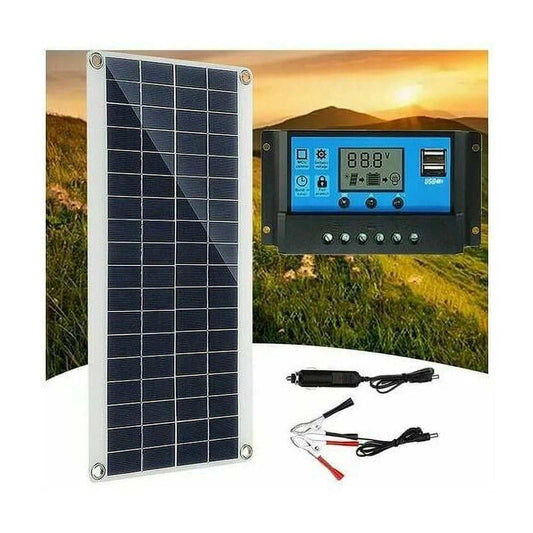 300W Solar Power Kit with 60A Charge Controller for off-grid use on RVs, yachts, gardens, and camping.