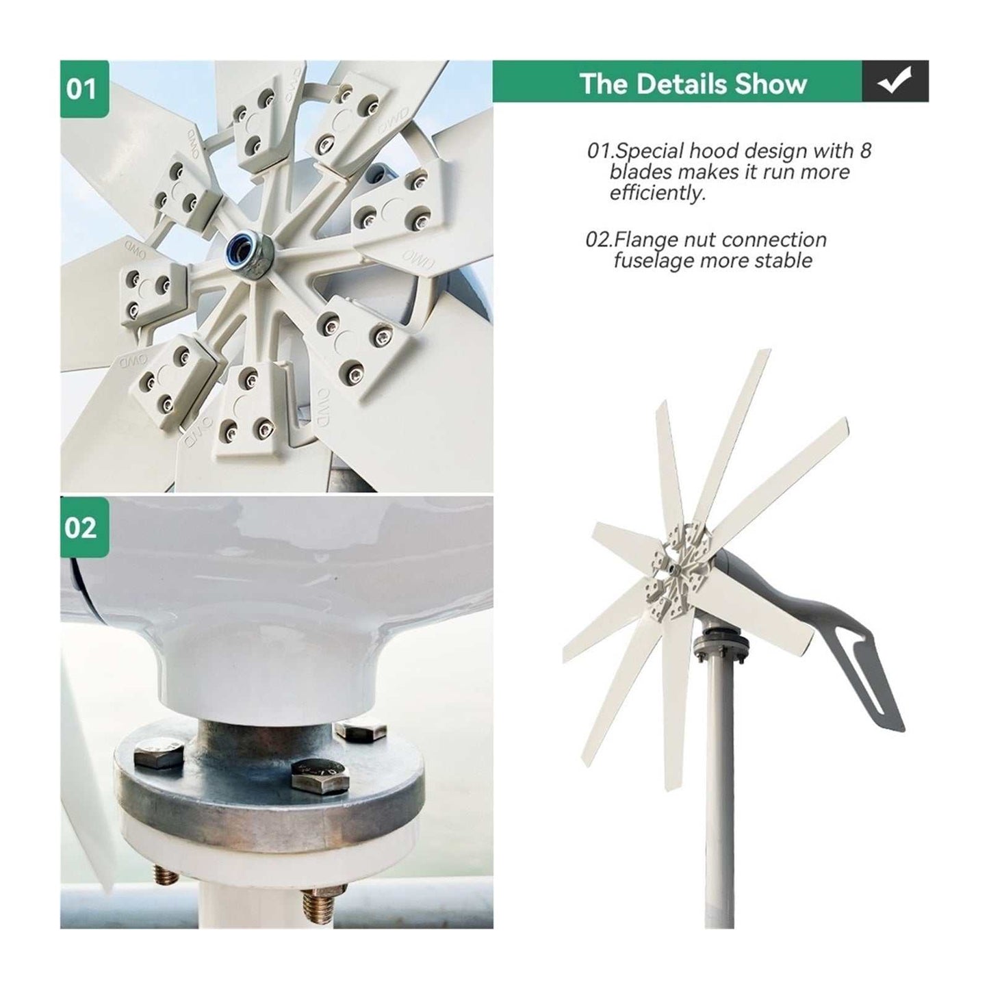 The Wind Energy Turbine Generator 2000W is an innovative solution designed for home use, providing an efficient and sustainable way to harness wind energy. With its 