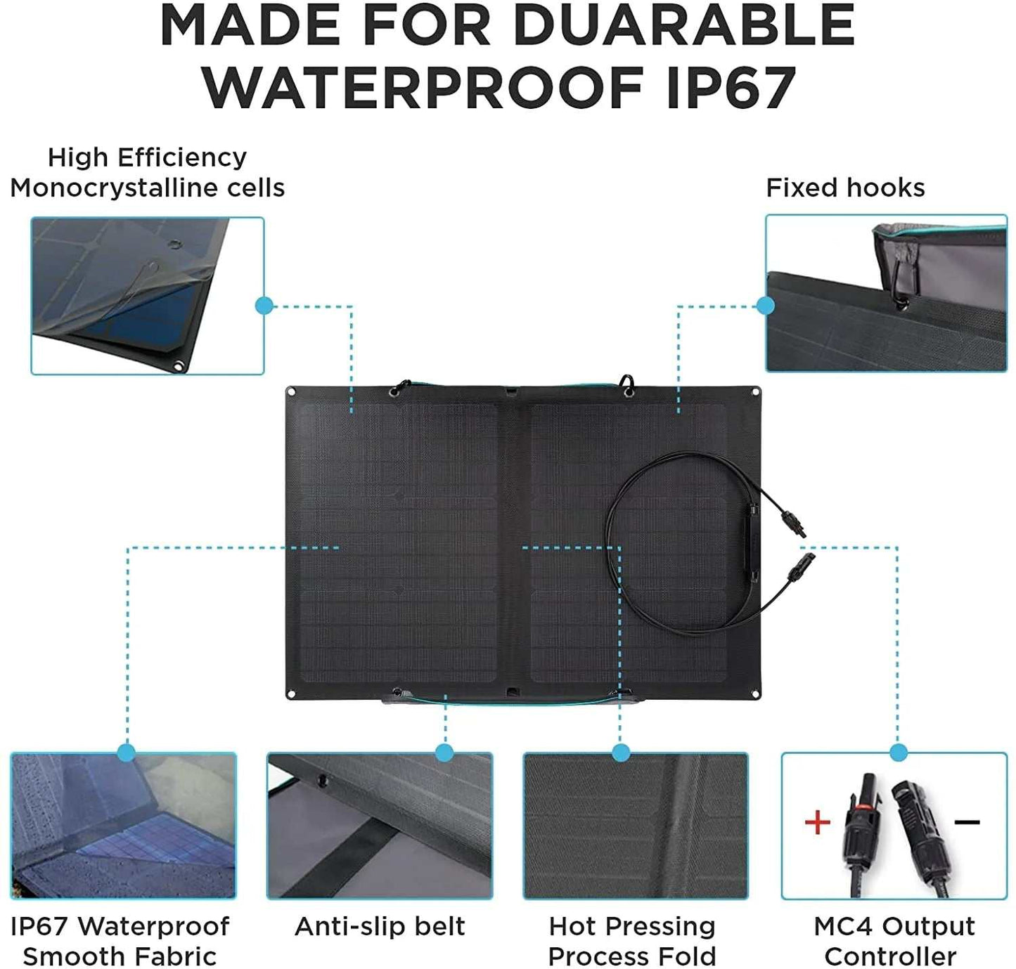 Introducing the EcoFlow 60W Portable Solar Panel, the ultimate sun-bathing charger designed for outdoor enthusiasts who crave adventure without compromising on power