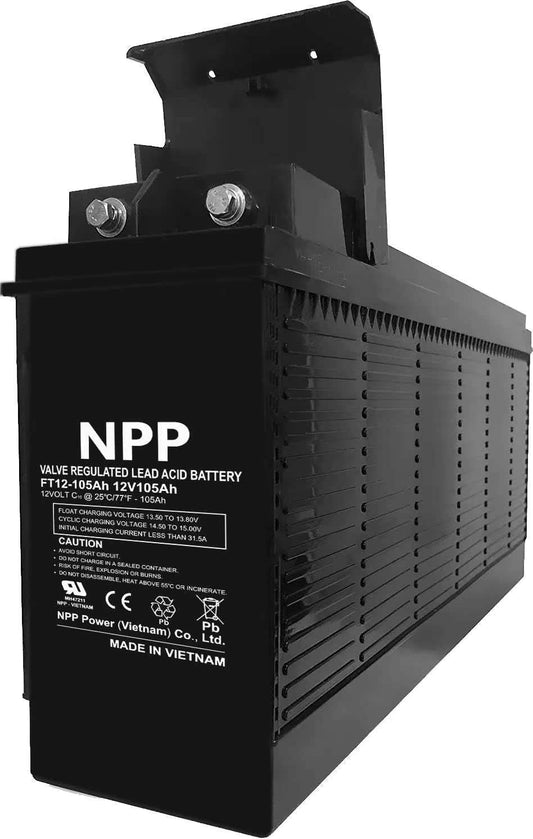 Product Description NPP POWER FT12-105Ah 12V 105Ah Front Access Battery The FT12-105Ah is a high-performance 12V 105Ah Front Access AGM Deep Cycle SLA Rechargeable B